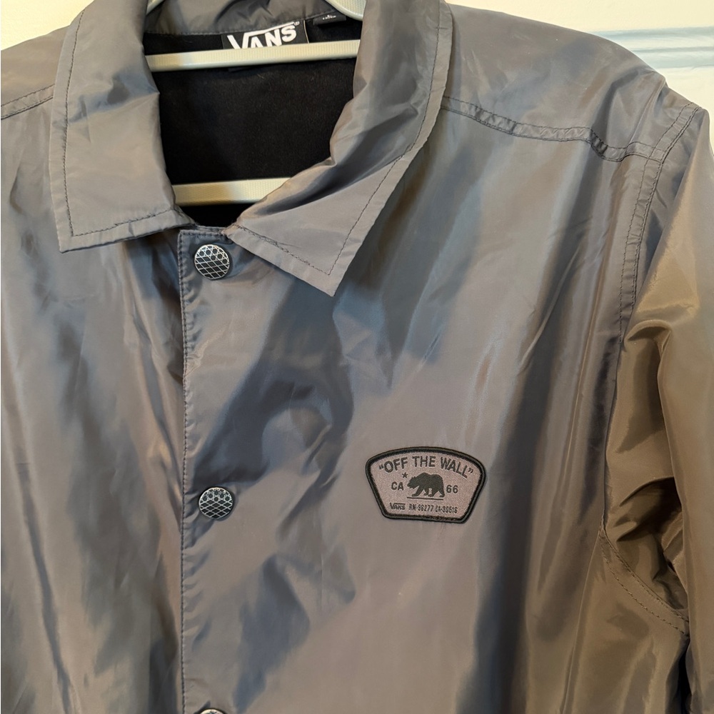 Vans Men's Charcoal Fleece Lined Coach’s Windbreaker Jacket - Picture 2 of 7